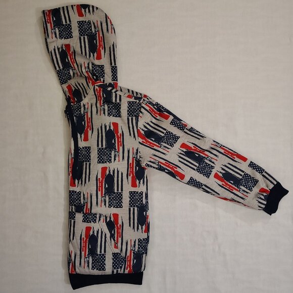 Canyon Creek Hooded Sweatshirt Sz Medium Deer Huning American Flag Sherpa Lining - Picture 15 of 16